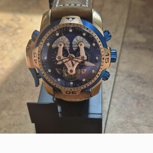 Gold and Blue Chronograph Watch Like New Never Worn